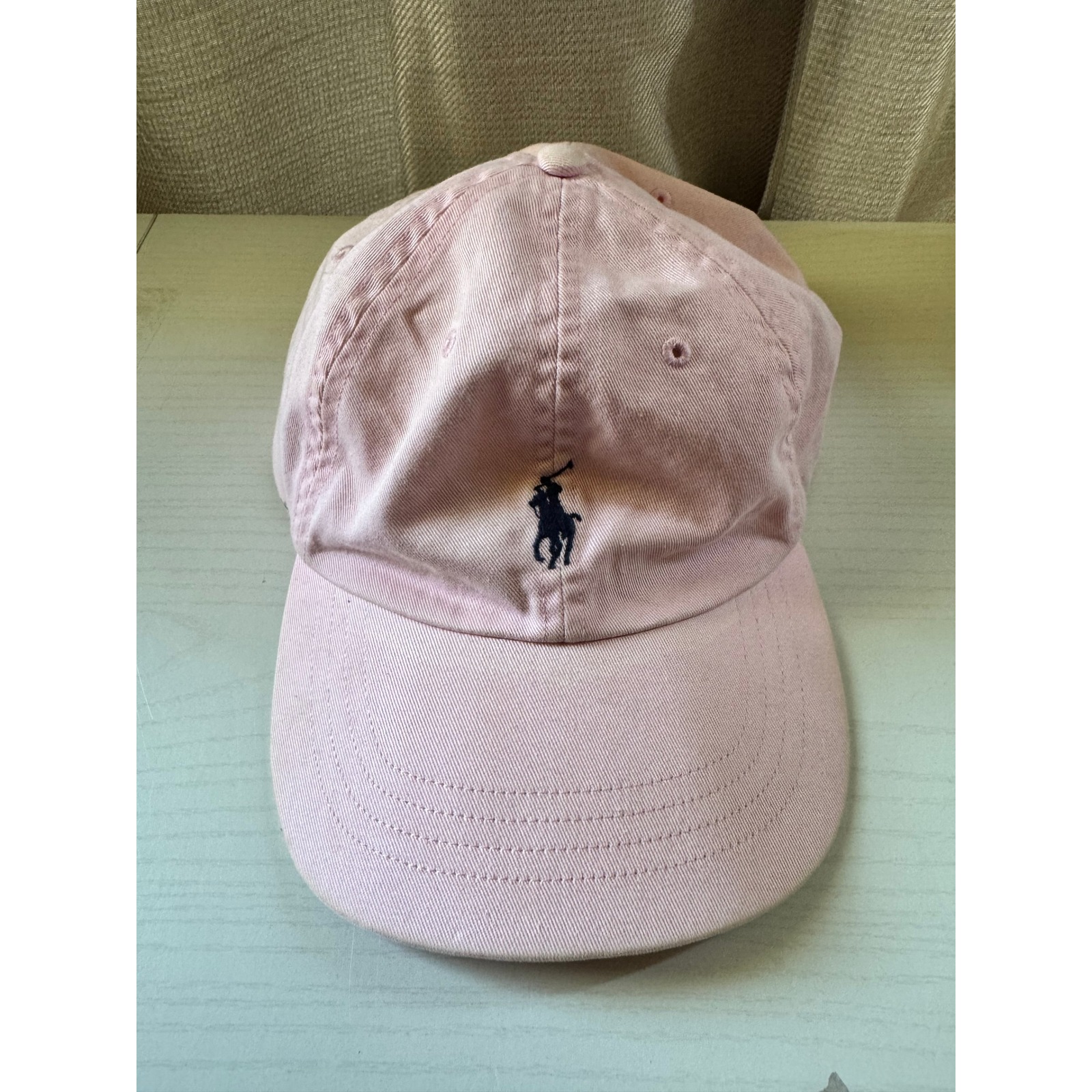 Polo Ralph Lauren Pink Cotton Twill Baseball Hat Navy Pony Leather Strapback